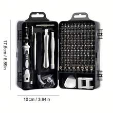 115-In-1 Precision Screwdriver Set, 115-In-1 Magnetic Repair Tool Kit, Anti-Slip Portable Tool Kit, Professional Screwdriver Set With Ergonomic Handle. Ideal For Small Screws In Phones, Computers, Watches, Laptops, MacBooks, Glasses, And Electronics - màu đen - Xem 2