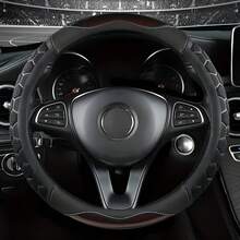 15 Zoll PU Leder Lenkradabdeckung, rutschfeste und atmungsaktive Lenkradabdeckung, universell passend für die meisten Autos, stilvolles Autoaccessoire