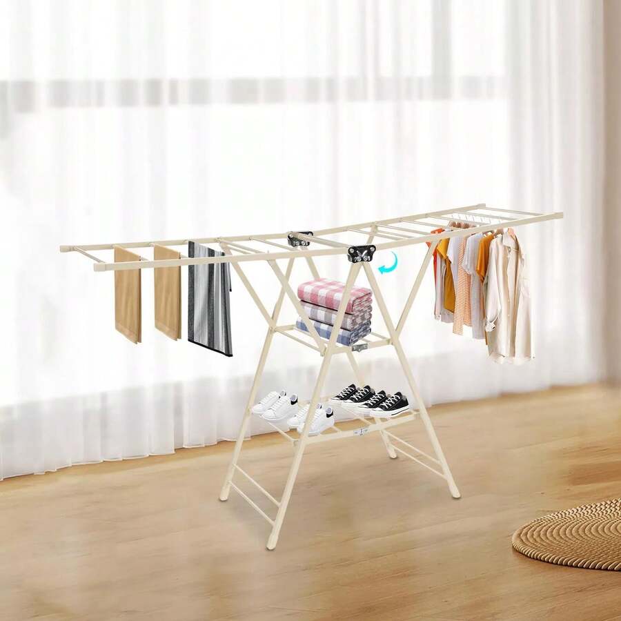YUNRUX Foldable Clothes Rack Clothes Rack Adjustable Clothes Rack