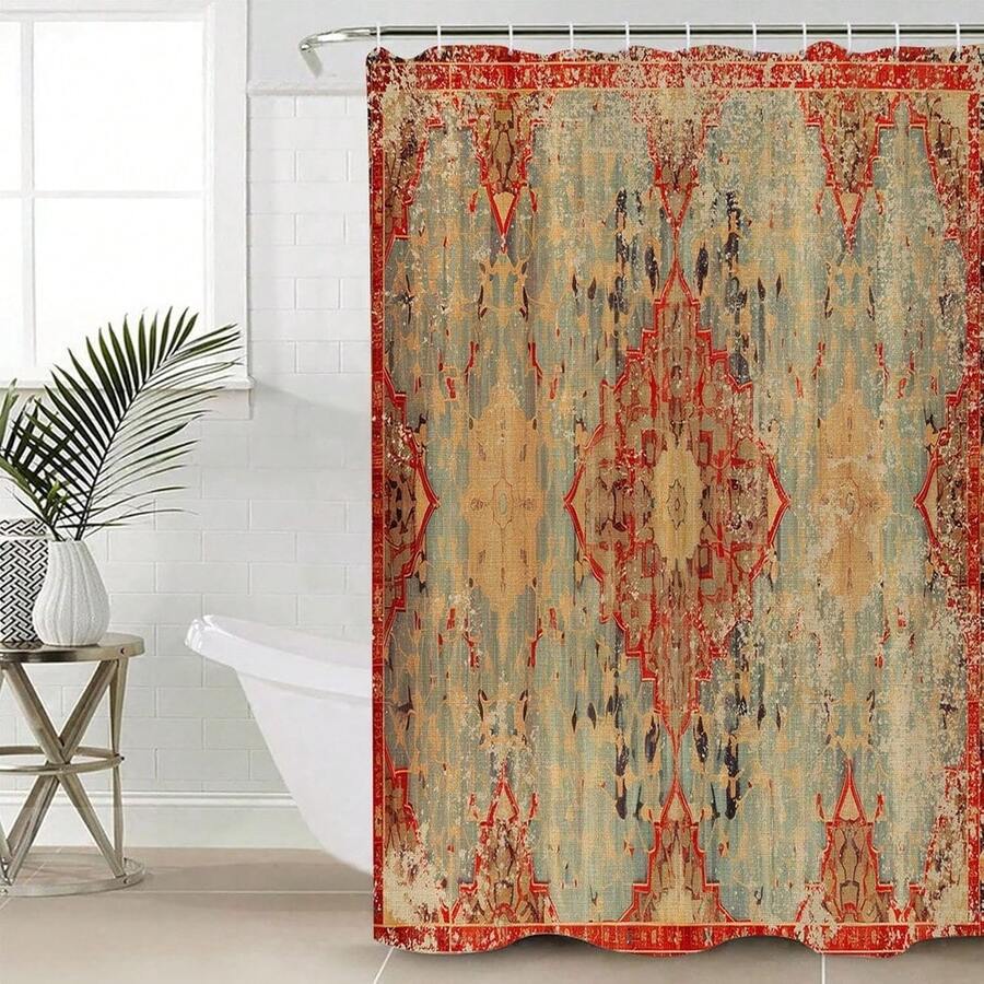 Boho Shower Curtain Waterproof Polyester Fabric, Modern Bathroom Decor With Hooks, Machine Washable Bath Curtain For Holiday Gift Christmas Halloween - Nhiều màu - Xem 1