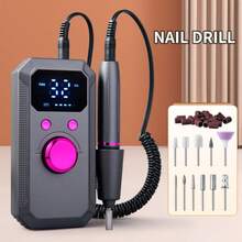 20,000RPM Rechargeable Electric Nail Drill, Professional Portable Nail File Machine For Acrylic, Gel Nails Polishing, With 11 Sanding Bits And 26 Sanding Bands, Cordless High-Speed Salon & Home Use, Great Gift For Women