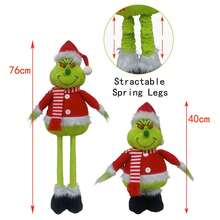 1pcChristmas Telescopic Standing Figure Christmas Decoration Grinch Green-Haired Monster Figurine Home Decor Christmas Decorations Room Decor