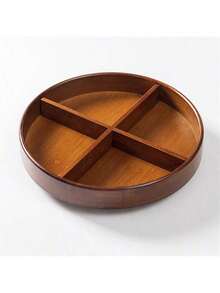 Organizador giratorio de bambú con divisores, plataforma giratoria para encimera, bandeja giratoria redonda, organizador giratorio de especias, estantería de almacenamiento giratoria para la cocina - Marrón - Ver 7