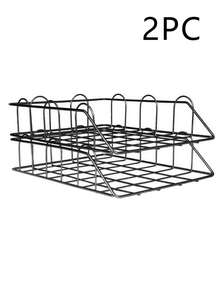 Metal A4 Paper Tray Organizer, 2pcs Stackable Rose Gold File Holder For Desk - Horizontal Document Storage Box, Mail Sorter, Letter Tray For Office, School & Home Use