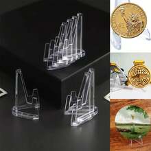 5pcs/10pcs/20pcs Acrylic Card Holder, Multi-Functional Card Display Stand, 360° Rotating Base, Transparent Plastic Storage, Coin Display Rack, Suitable For Displaying ID Cards, Challenge Medals, Baseball Cards, Sports Cards, Collectible Cards, Great For Home Decor, Gift Display, Best Choice For Christmas