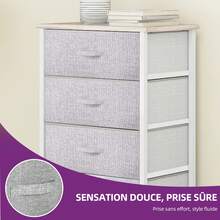 BALCONERA Light Grey Narrow Fabric Chest Of Drawers With 5 Drawers – Modern Storage Cabinet For Bedroom, Living Room & Hallway - 淺灰色 - 查看 10