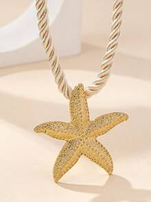 1pc Fashionable Exaggerated Starfish Necklace, Suitable For Women's Party, Banquet, Gift