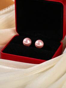 6/8/10mm Natural Stone Round Bead Stainless Steel Stud Earrings, Agate/Crystal/Faux Pearl And Other Natural Materials, Lucky Stone Healing Stone Energy Boosting, Fashion Jewelry Earrings For Women