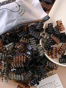 5/10/20/30/50个迷你芙蓉花装饰发夹，适合浓密头发，防滑发夹，可爱耐用，适合卷发和蓬松发型，哑光咖啡色，优雅（仅发夹，颜色随机） - 彩色 - 查看 6