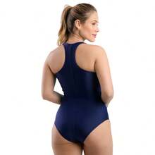 Nexis Maiô De Natação Hidroginástica Esportivo Nadador Feminino - Marinho/Azul Claro - Visão 10