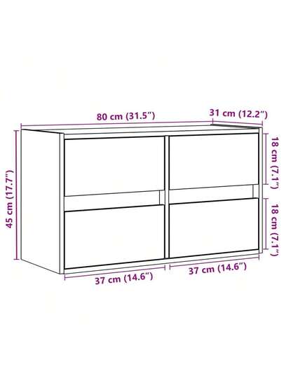 VidaXL TV Wand Unit LED Lighting 80x31x45 Cm Concrete Grijs view 2