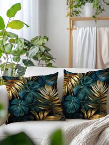 1pc Plant Printed Decorative Pillowcase (Pillow Core Not Included), Soft & Comfortable Single-Sided Printed Cushion Cover, Machine Washable, Suitable For Bedroom, Office, Living Room. - Multicolor - View 6