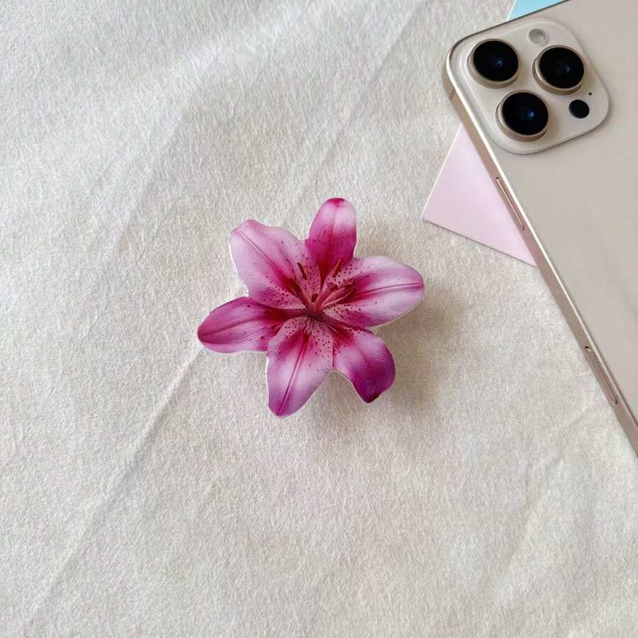 亚克力花形可扩展手机支架，粘性蝴蝶兰花百合桌面支架 - 彩色 - 查看 1