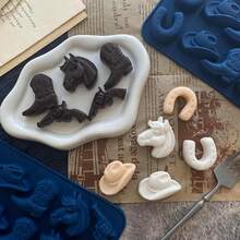 Cowboy Chocolate Molds,Cowboy Hat Boot Horse Saddle Shape Silicone Candy Molds Western Themed Party Baking Moulds Jello Ice Cube Candle Mold For Cupcake Cakesicle Decorations