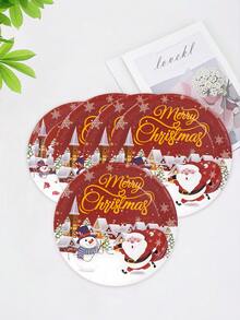 Bộ 10/20/50 đĩa giấy Giáng sinh màu đỏ sẫm hình ông già Noel, tuần lộc, người tuyết, bộ đồ ăn tối kèm đĩa 7" Đĩa đựng bánh, đĩa ăn tối vui nhộn 9" Đồ dùng dự tiệc, đồ trang trí Giáng sinh vui vẻ - Nhiều màu - Xem 6
