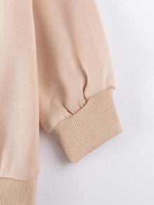 可爱风格女孩冬季服装，亮片心形运动衫+卷边裤，舒适又吸睛 - 杏色 - 查看 6