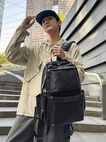 Business, Fashion, Casual, Autumn/Winter, New, Punk, Versatile, Minimalist, Retro, Daily Commute, Work, Business Trip, Outfit, Sports, School, Motorcycle, Riding, Party, Date, Travel, Vacation, Hiking, Camping, PU, Soft Leather, Backpack