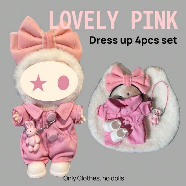 4pcs 17cm Doll Clothes Plastic Doll Outfit Cute Pink Princess Style Suitable For Fashion Doll Decoration