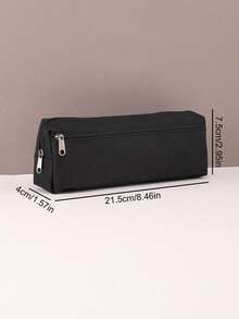 1 Solid Color Zipper Pencil Case, Pencil Case, Study Supplies, School Subjects, Luggage, Suitable For Schools And Offices, Student Stationery, Back To School Supplies, Women's Makeup Bag, Beauty Bag, Stationery Classification Storage Bag, School Supplies (White, Black, Pink, Brown)