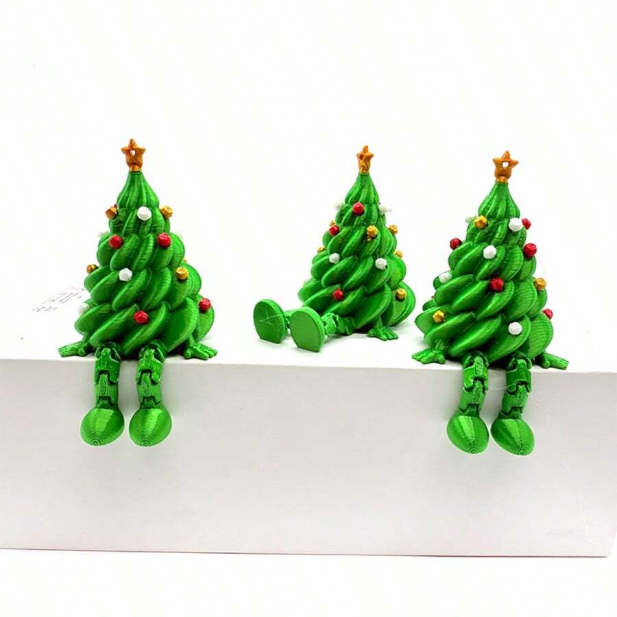 New 3D Printed Cute Movable Christmas Tree Desk Decor, Colorful Articulated Figurine Gift - Multicolor - View 1