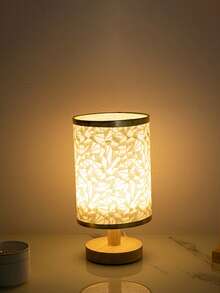 1pc Modern Nordic Linen Bedroom Lamp With Wooden Frame And Warm Led Usb Bedside Lamp, Suitable For Bedroom, Study, Etc.
