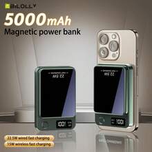 5000/10000mAh 磁吸无线移动电源 22.5W/15W 快速充电 (USB/Type-C) 便携式充电器 数字显示 兼容 15 Pro/14 Max/13/12 系列 小巧便携应急备用移动电源 适用于户外旅行 - 綠色 - 查看 10