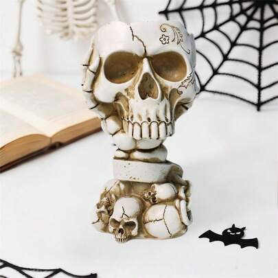 Skull Head Planter Halloween Succulent Flower Pot Gothic Tabletop Decorations For Home Holiday Party Decor
