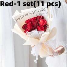 1 conjunto/11 peças - 4 peças Buquês de Flores Artificiais contêm 11 Flores Artificiais, Papel de Embrulho de Flores e Flores de Sabão Fadas de 33cm x 22cm, que são adequadas para presentes de aniversário ou aniversário para mães, namoradas, amigas, presentes do Dia de Natal/Dia das Mães, Dia dos Namorados, lembranças de casamento, decoração de mesa de festa de feriado e presentes de aniversário ou festa para mulheres.