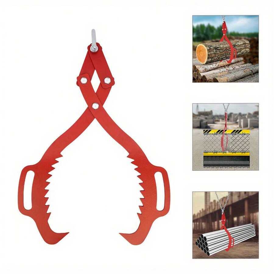 YUNRUX 25" Carbon Steel Log Carrier, Log Tongs, Log Lifting Hook, Log Tongs With Handle