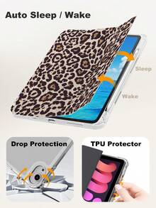 xercxerc Leopard Print Pattern Flip Case With PU Leather Cover And TPU Shell, 3-Fold Stand, Pencil Slot, Shockproof, Auto Wake/Sleep For IPad Pro 12.9/11/10.9 (2024/2025), IPad Air 10.9/10.5, IPad Mini 8.3, Galaxy Tab S10+/S9+/S8+/S7 FE/A9/A8/A7+ – IPad Air 11 Inch Case, IPad A16 Case, IPad Case 9th/10th/11th Generation, Fall IPad Case, Back To School - 米色 - 查看 8