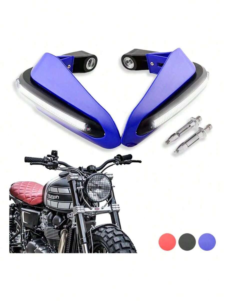Vmingo Cubre Puños Moto Luz BLANCA Led Hand Guards Universal Sin Hueco - Azul - Ver 1