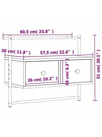 VidaXL Wand Mounted TV Cabinet 60.5x30x51 Cm Wood Grijs Sonoma Oak view 9
