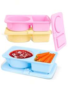 带硅胶盖的可重复使用容器，2 包双层容器，带盖硅胶调味品容器，用于零食酱料 - 彩色 - 查看 11