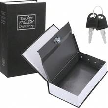 Scatola di sicurezza decorativa a forma di libro con serratura a chiave, scatola di archiviazione nascosta finta, adatta per libreria domestica, negozio, salvadanaio, cassaforte per documenti, colore nero