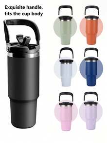 1pc 20/30oz Stainless Steel Glass Tumbler With Lid And Handle - Double Wall Insulated, Keeps Hot/Cold Coffee Cup, Leak-Proof, With Vacuum Insulation And Large Outdoor Capacity