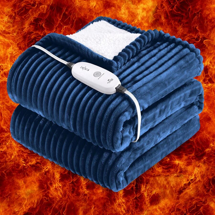 Chăn điện sưởi ấm, Tự động tắt trong 10 giờ, 9 mức nhiệt, Chăn sưởi ấm có điều khiển kép, Chăn sưởi ấm mềm mại, Sưởi ấm nhanh, Quà tặng Giáng sinh, Túi sưởi ấm tay, Quà tặng cho nam giới, Quà tặng tất, Túi sưởi ấm tay có thể sạc lại - Hải quân - Xem 1
