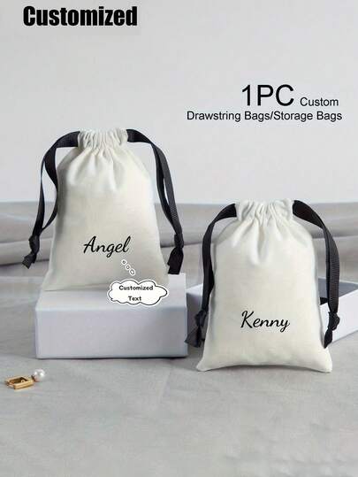 Customizable Drawstring Design Jewelry Storage Bag, Personalized Customized Name/Logo Storage Bag,Multi-Size Natural Color Custom Canvas Gift Bags Printing Jewelry Packaging Bags, Custom High-Quality Packaging, Custom Packaging Bags Custom Your Exclusive Pattern High-Quality Personalized Gift Bags For Rings, Earrings, Necklaces, And Bracelets, Jewelry Gift Bag