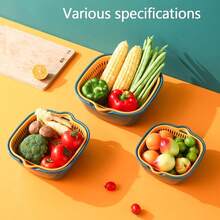 6-Piece Kitchen Vegetable And Fruit Cleaning Basket - Multi-Layer Stackable Vegetable Sink, Filter And Kitchen Funnel Set For Washing Fruits And Vegetables