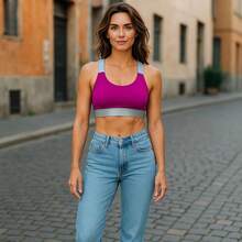 Kit Of 4 Women's Elastic Fitness Tops With Removable Padding, Reinforced Polyamide, Ideal For The Gym, Workouts, And Everyday Wear. - Multicolor - View 9