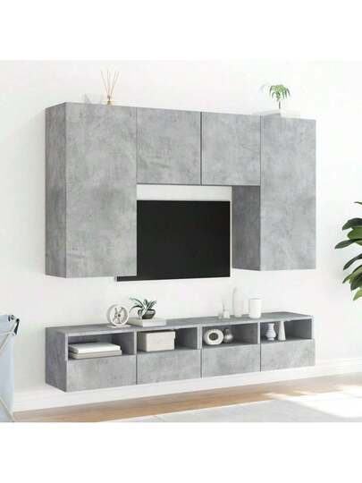VidaXL TV Wand Unit 80x30x30 Cm, Finished Wood, Concrete Grijs view 4