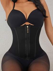 1pc Waist Trainer With Zipper, High Compression Waist Cincher For Women, 2-In-1 Waist Trainer With Hooks, Suitable For Various Occasions, Breathable Tight Tummy Control, Shapewear For Yoga, Fitness, With Buttons And Zipper, Breathable Tight Tummy Control, Suitable For Summer, Winter, Spring, Autumn