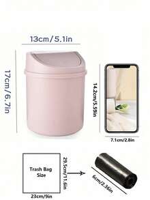 1pc INS Style Bedroom New Girl Heart Home Cute Cover Net Red Mini Storage Box, Plastic Garbage Can With Lid, Tabletop Wastebasket, Trash Bin For Home Office Desk Decor,Coffee Table, Office, Living Room, Study