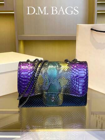 1pc Women's Autumn/Winter New Snake Skin Pattern Shoulder Bag, Ombre Crossbody Bag, Luxury Classic Handbag, 1pc Women Wallet