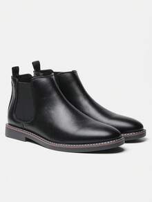 Men's Casual Dress Chelsea Boots - Business Commute Retro Ankle Dress Boots With White Stitching KD5236