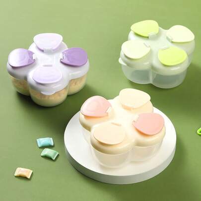 1pc Portable Rotary Milk Powder Dispenser Box, Multi-Compartment Detachable & Easy To Clean Milk Powder Container