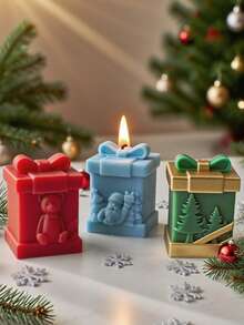 قالب سيليكون لصنع شمعة في صندوق هدايا عيد الميلاد - مرن وقابل لإعادة الاستخدام مع سهولة الفك، لديكور عيد الميلاد، صب الراتنج، صناعة الصابون والأعمال اليدوية الإيبوكسي، هدية عيد الميلاد المثالية للهواة الحرفيين - قالب سيليكون - أبيض - مشاهدة 9