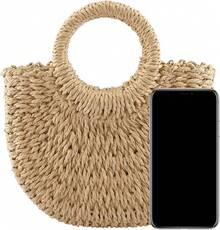 Small Summer Beach Straw Bag Women Crossbody Top Handle Shoulder Handbag Handwoven Rattan Clutch Purse - Light Brown - View 6