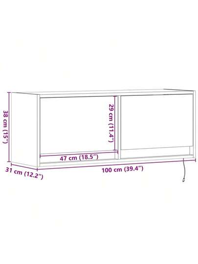 VidaXL TV Wand Unit LED Lighting 100x31x35 Cm Zwart view 2
