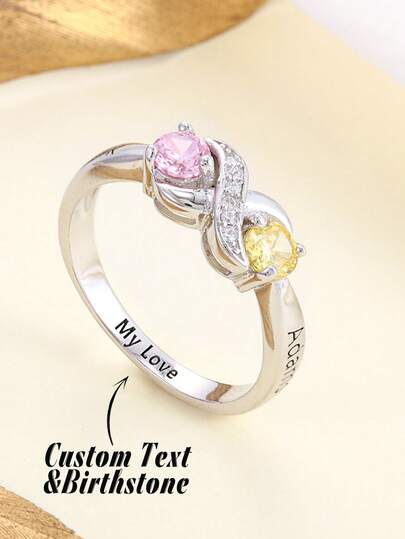 1 Stück personalisierter Damenring, Familiengeburtsstein-Ring, Geschenk für sie, Muttertagsgeschenk, individuell anpassbarer Name, Geburtstagsschmuckgeschenk für Frauen, Jahrestags-Geschenk, Feiertagsgeschenk, Geschenk für Mama