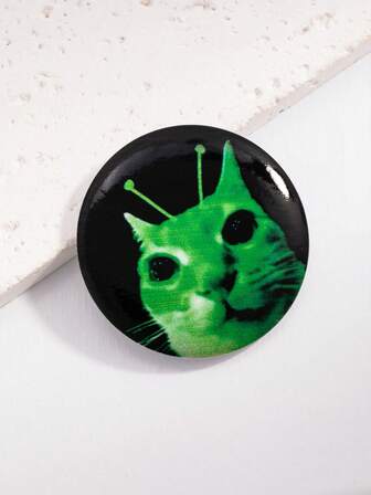1 件夸张个性趣味创意卡通外星猫印花胸针